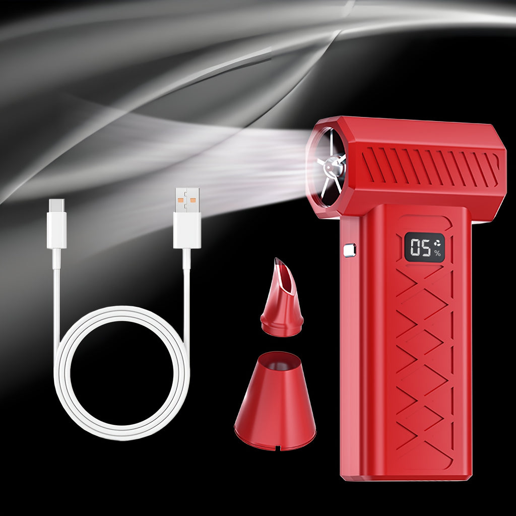 200W High-Power Portable Turbofan Fan with 155km/h Airflow, 6000mAh USB Rechargeable Battery, Ergonomic Handle & Compact Design for Camping, Car, Computer Cleaning, Dust/Snow Removal - Indoor/Outdoor Use, Portable Fan, Campin