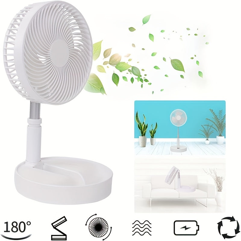 1 Pack Rechargeable Portable Fan with Adjustable Height, 4 Speed Settings & Retractable Oscillation - USB-Powered Indoor/Outdoor Cooling Fan for Home, Office, Camping, Travel - Lightweight Durable Plastic Design, Multispeed C