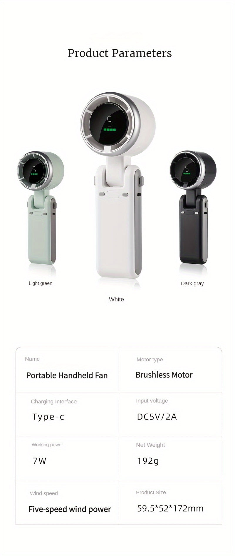 Portable Fan, Dual-Blade Handheld Personal Cooling Device, Rechargeable Battery, 3 Color Options, For Outdoor, Office, Home Use