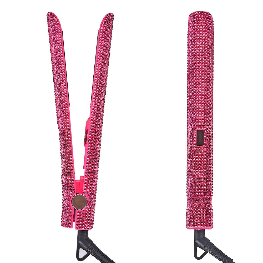 Bling Rhinestone Hair Straightener 2in 1 Flat Iron Hair Straightener Curler for All Hair Styles Professional Fast Adjustable Temperatures Hair Straightener,  Salon Equipment, Decorative Iron, Heatresistant Material, Smooth Gl