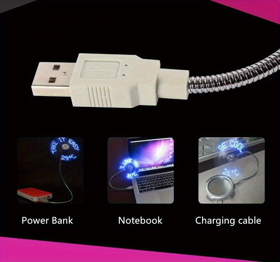 1pc Portable USB Desk Fan with LED Clock Display - Silent Energy-Saving Cooling Fan, Adjustable Speeds, USB-Powered Compact Design for Desktop, Laptop, Tablet - Space-Saving Mini Fan, Portable Fan, Desktop Accessory, Sturdy M