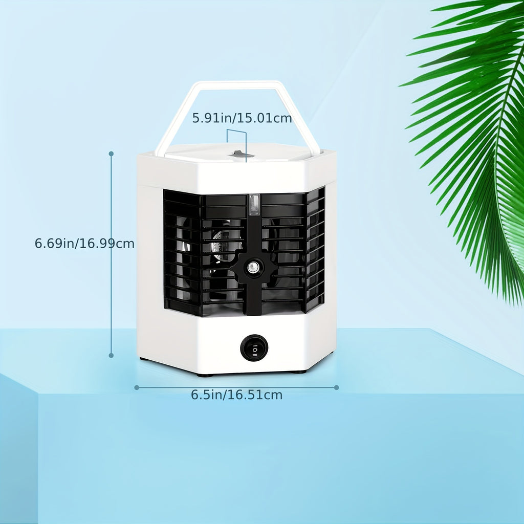 1pc, Portable Air Contioner, Small Portable Fan, Desktop Table Fan 2 Speeds, Personal Fan For Sleeping, USB Fan With Handle, For Bedroom Home Office, Comfortable Compact Design, Fast Cooling, Quiet Cooler