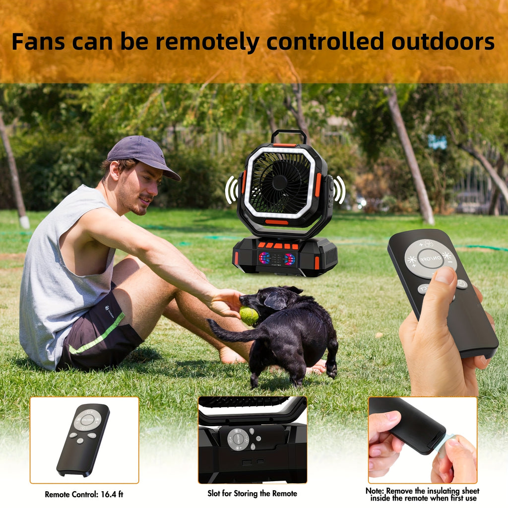 Camping Fan Portable Fan with 40000mAh Battery Powered Stronger Wind Stepless Speed Regulation Fast Charging for Tent Travel Car Outdoor Camping Essentials