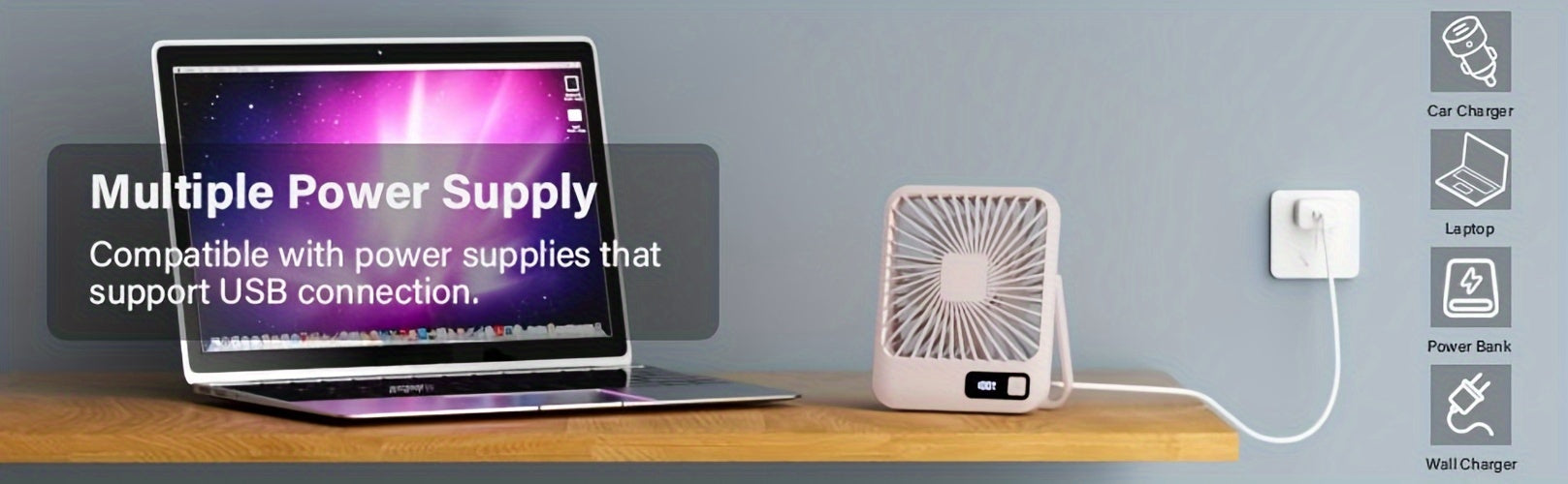 YITUMU Mini Desktop Fan, USB Charging Portable Fan, Square Shape, 1800mAh Rechargeable Cruise Fan, Powerful Wind, 5 Gears Portable Cooling Fan, Quiet Operation, Suitable For Home, Office, Car And Outdoor Travel