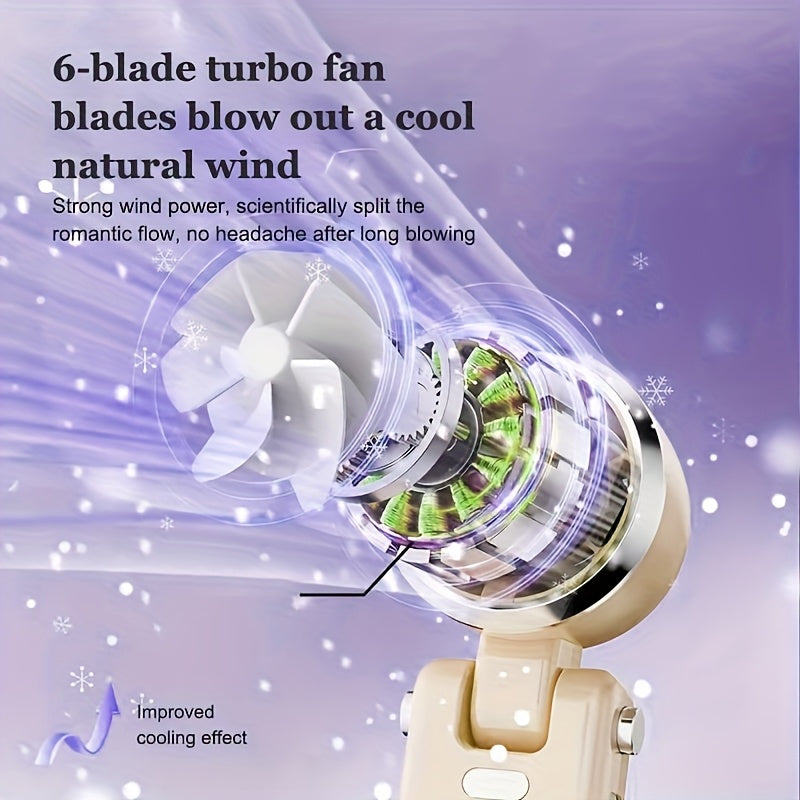 Portable Handheld Fan, 5000rpm Ultra-High Speed Quick Cooling, 1-100-Level Super Power USB Fan, Large Battery Capacity, Mini Portable Fan, USB Rechargeable, Lanyard- Lightweight, Compact, And Easy to Carry for Outdoor Activit