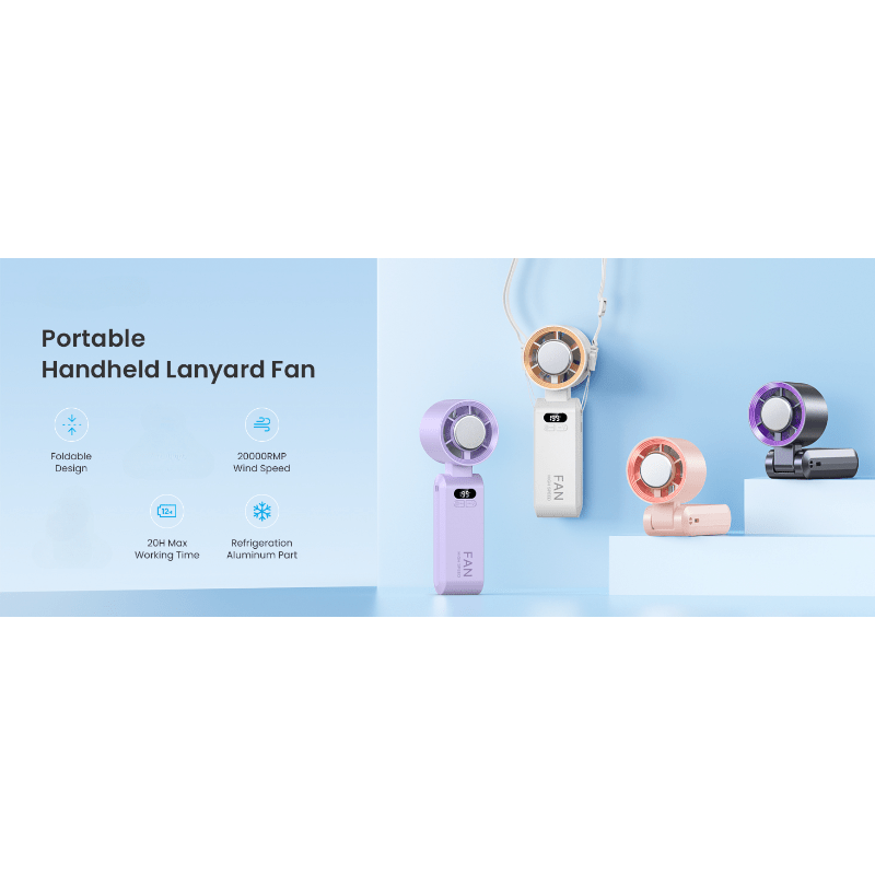 Handheld Portable Fan with Ice Cube Cooler, Speed (1-100) 4000Mah Rechargeable Personal Fan, [20-Hour Cooling Time] Ultra-Mini But Powerful [20000 RPM] Small Pocket Fan (Grayish Purple)