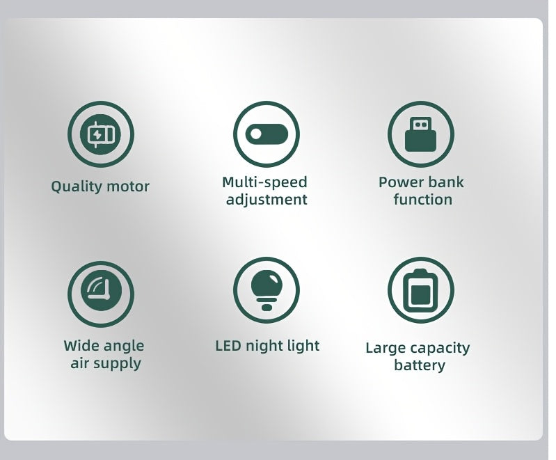 [Solar Powered, 3 Speeds Fan] 10 LED Light Solar Powered Portable Fan - 3 Speeds Rechargeable Camping Table Fan with Timer, Floor Fan