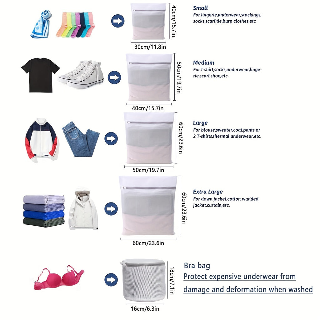 5 sizes of mesh laundry bags for delicate clothes, washing machine washing bags, suitable for underwear, bras, socks, lingerie, baby clothes, travel storage bags, Laundry Bags