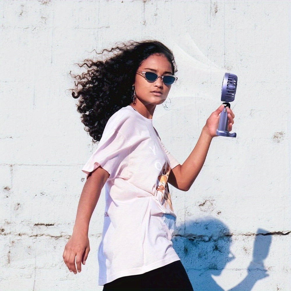 Portable Fan Handheld Fan Handheld Fan Small Electric Fan Desktop Electric Fan Hanging Fan USB Fan 1200Ah Silent Ultra-Light Large Air Volume 5-Level Air Volume Adjustment Mini Fan Cute Air Supply With Smartphone Stand Functi