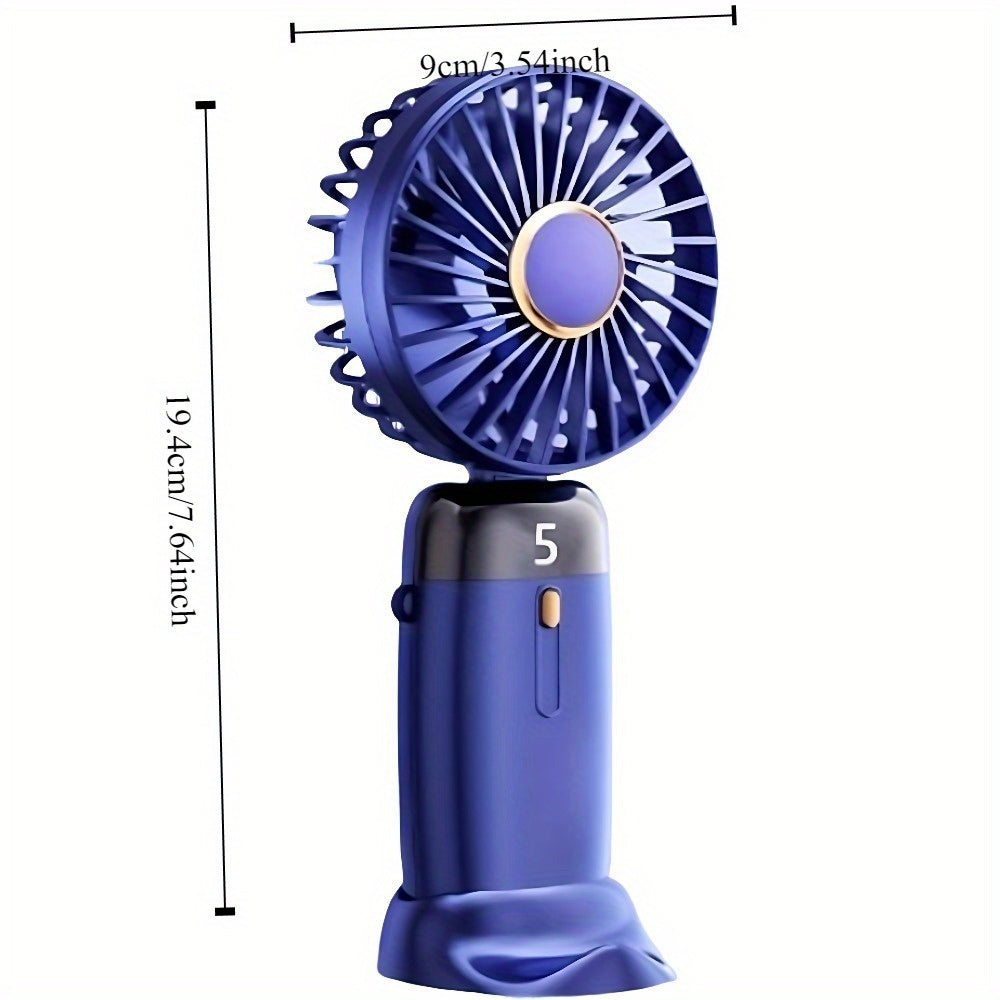 Portable Fan Handheld Fan Handheld Fan Small Electric Fan Desktop Electric Fan Hanging Fan USB Fan 1200Ah Silent Ultra-Light Large Air Volume 5-Level Air Volume Adjustment Mini Fan Cute Air Supply With Smartphone Stand Functi