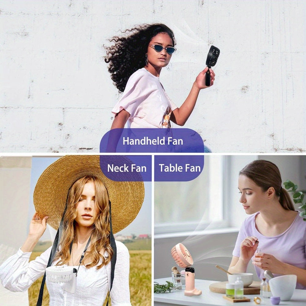 Portable Fan Handheld Fan Handheld Fan Small Electric Fan Desktop Electric Fan Hanging Fan USB Fan 1200Ah Silent Ultra-Light Large Air Volume 5-Level Air Volume Adjustment Mini Fan Cute Air Supply With Smartphone Stand Functi