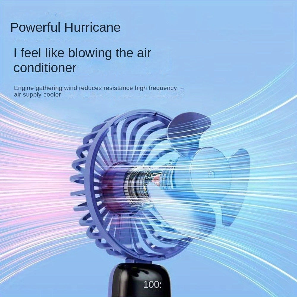 Portable Fan Handheld Fan Handheld Fan Small Electric Fan Desktop Electric Fan Hanging Fan USB Fan 1200Ah Silent Ultra-Light Large Air Volume 5-Level Air Volume Adjustment Mini Fan Cute Air Supply With Smartphone Stand Functi