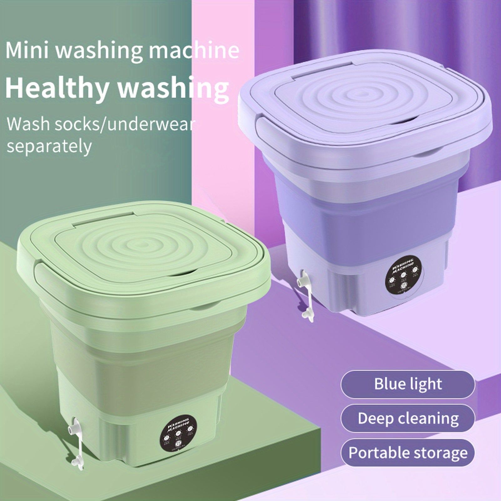 Folding Mini Washing Machine Sterilization Drying Washing Machine for Baby Clothes, Underwear or Small Items, Apartment