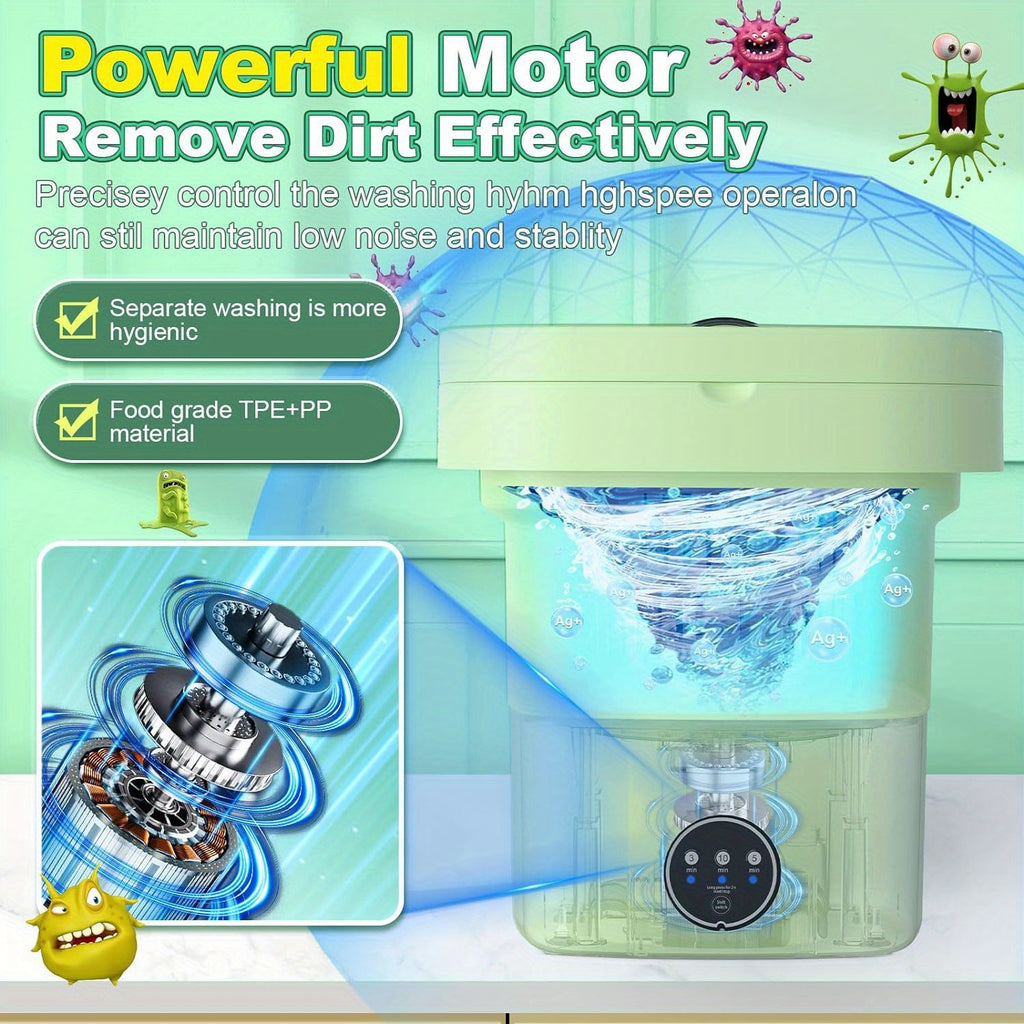 Mini and Compact Washing Machine, 11L and Foldable Mini Washer with 3 Modes Deep Cleaning of Underwear, Baby Clothes and Socks, Mini Washing Machine for Apartments, Dorm, Camping, Travel Laundry