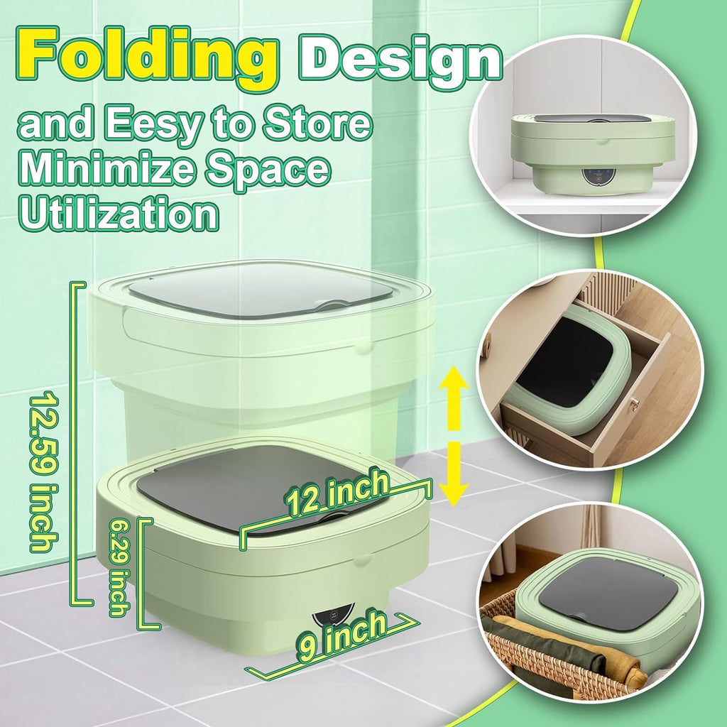 Mini and Compact Washing Machine, 11L and Foldable Mini Washer with 3 Modes Deep Cleaning of Underwear, Baby Clothes and Socks, Mini Washing Machine for Apartments, Dorm, Camping, Travel Laundry