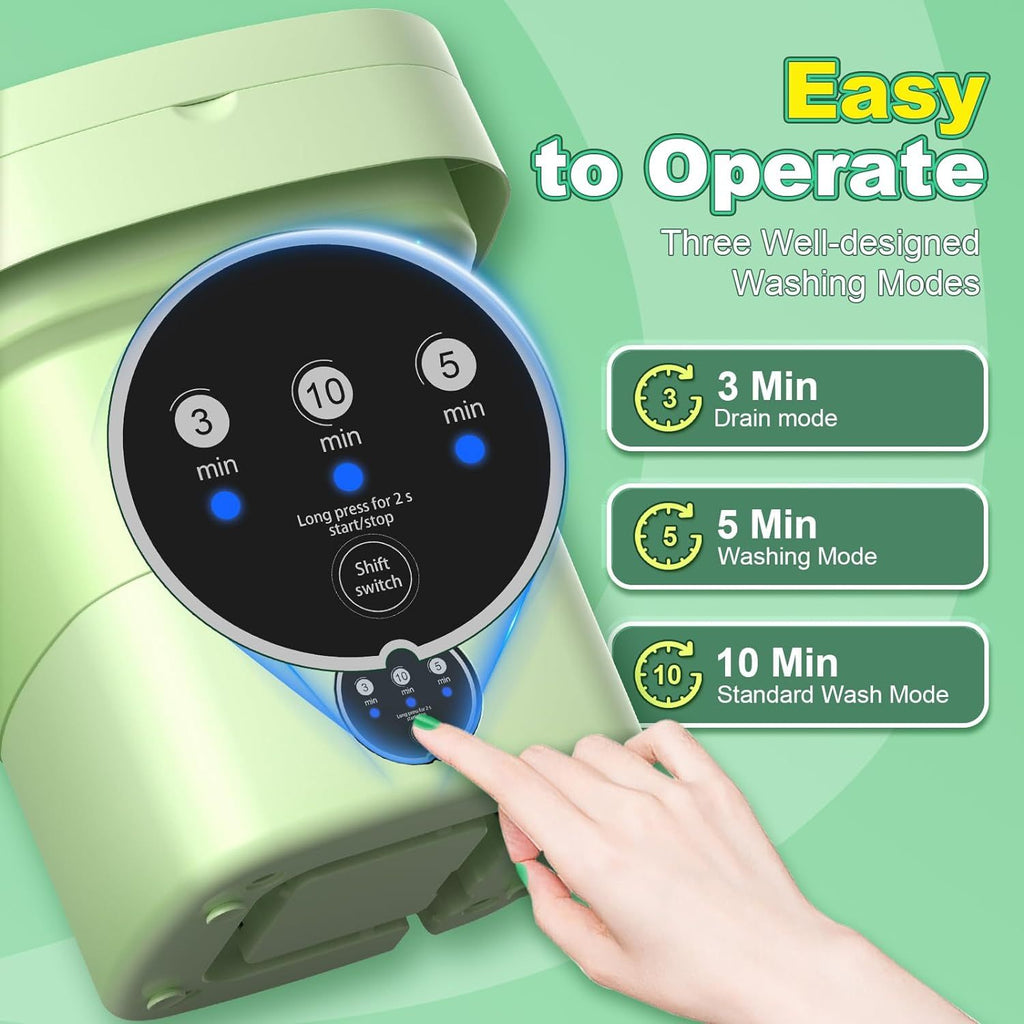 Mini and Compact Washing Machine, 11L and Foldable Mini Washer with 3 Modes Deep Cleaning of Underwear, Baby Clothes and Socks, Mini Washing Machine for Apartments, Dorm, Camping, Travel Laundry