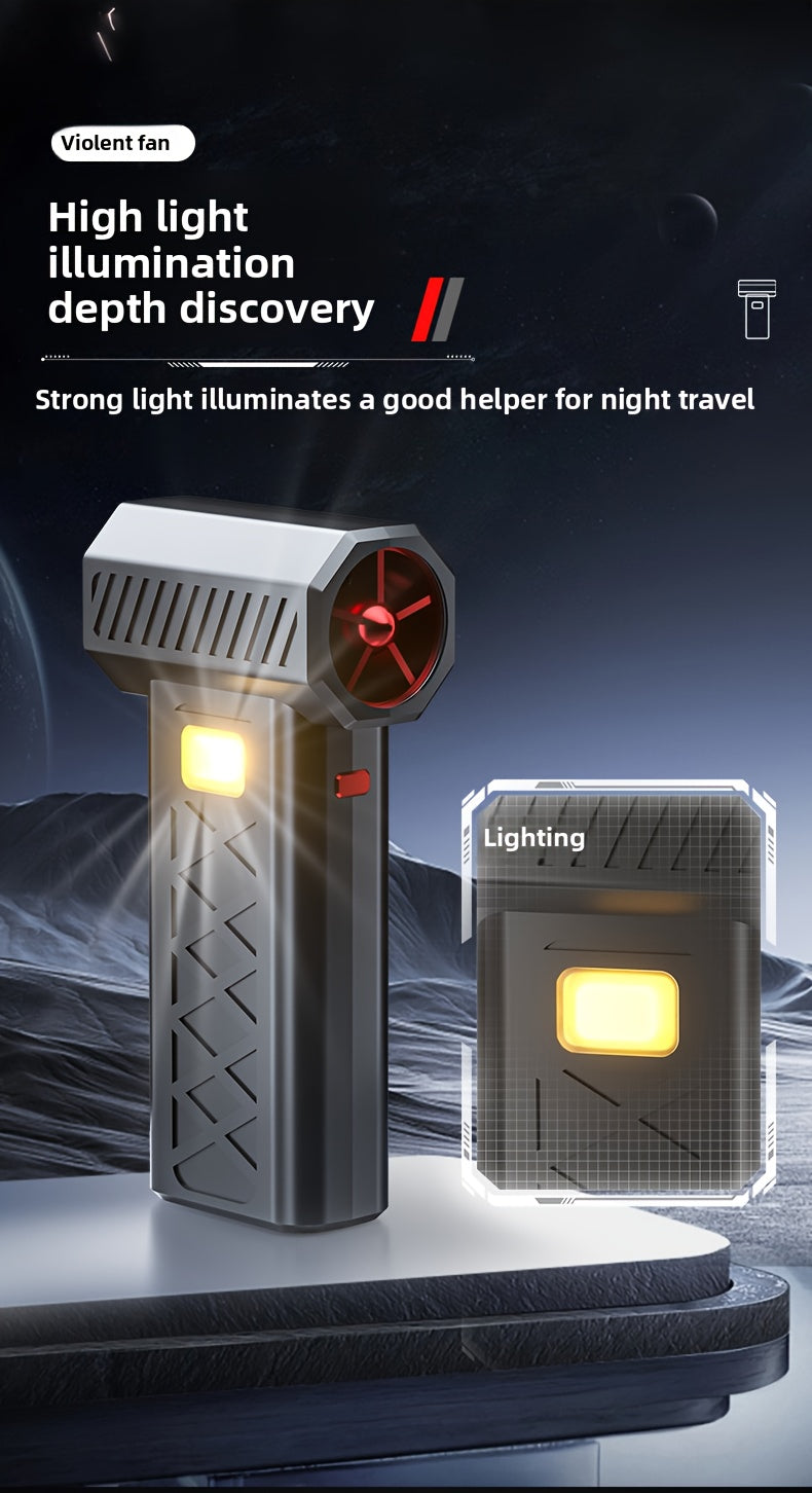 200W High-Power Portable Turbofan Fan with 155km/h Airflow, 6000mAh USB Rechargeable Battery, Ergonomic Handle & Compact Design for Camping, Car, Computer Cleaning, Dust/Snow Removal - Indoor/Outdoor Use, Portable Fan, Campin