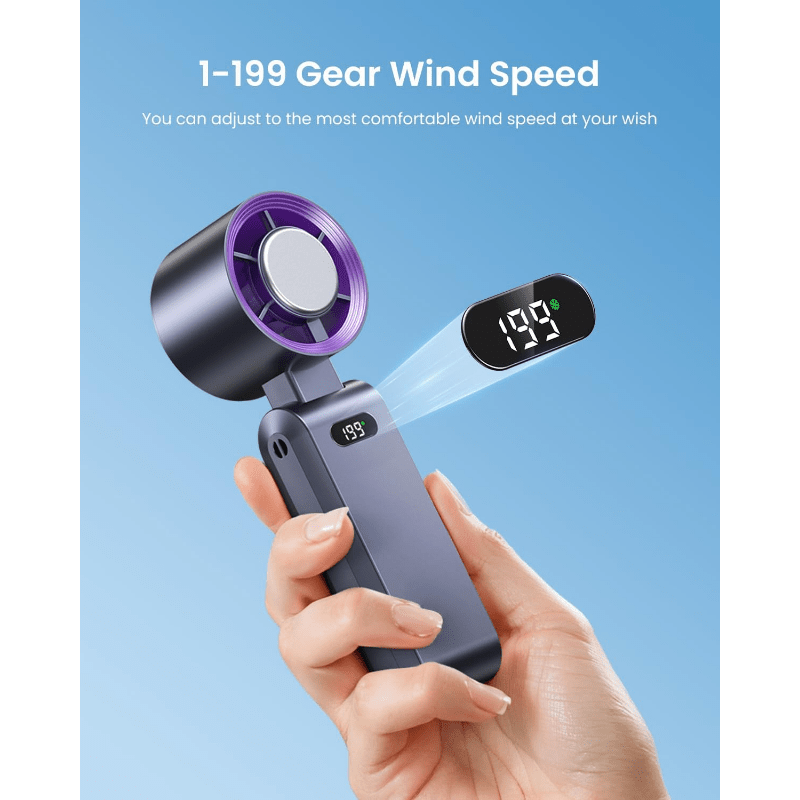 Handheld Portable Fan with Ice Cube Cooler, Speed (1-100) 4000Mah Rechargeable Personal Fan, [20-Hour Cooling Time] Ultra-Mini But Powerful [20000 RPM] Small Pocket Fan (Grayish Purple)
