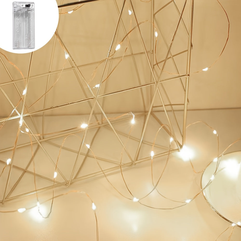 1set, LED Fairy Lights Battery Box Copper Wire String 78.74/196.85/393.7inch Holiday Outdoor Lamp Garland for Christmas Tree Wedding Party Decoration