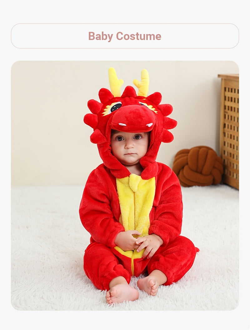 Baby'S Red Dragon Halloween - Cute Cartoon Animal Design with Zipper Closure, Soft & Comfortable for Spring/Fall Outings, Baby, Seasonal Babywear, Playful Baby Style, Durable Baby Clothes, for Outdoor