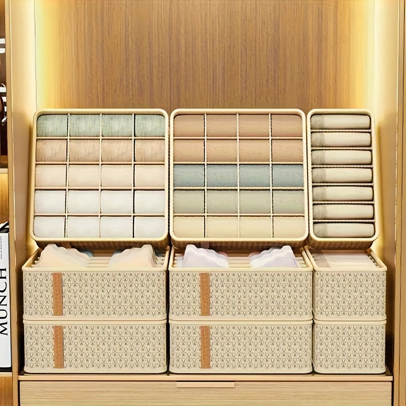 3PCS/Set Sock Underwear Drawer Organizer Dividers, Foldable Fabric Dresser Closet Organizers and Storage Bins for Clothing, Baby Clothes, Bra, Panty, Scarf, Ties