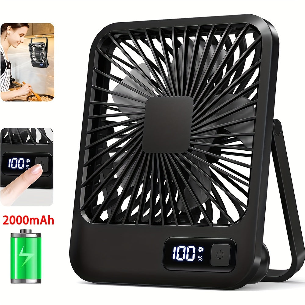 Wireless Fan Desk Fan Table Fan USB Portable FAN Ultra Quiet 2000mAh Battery Operated With Strong Wind, 180° Tilt Folding And 5 Speeds  Mini Personal Fan For Office Bedroom Travel Tent And Outdoor Summer, Cooling Portable Fa