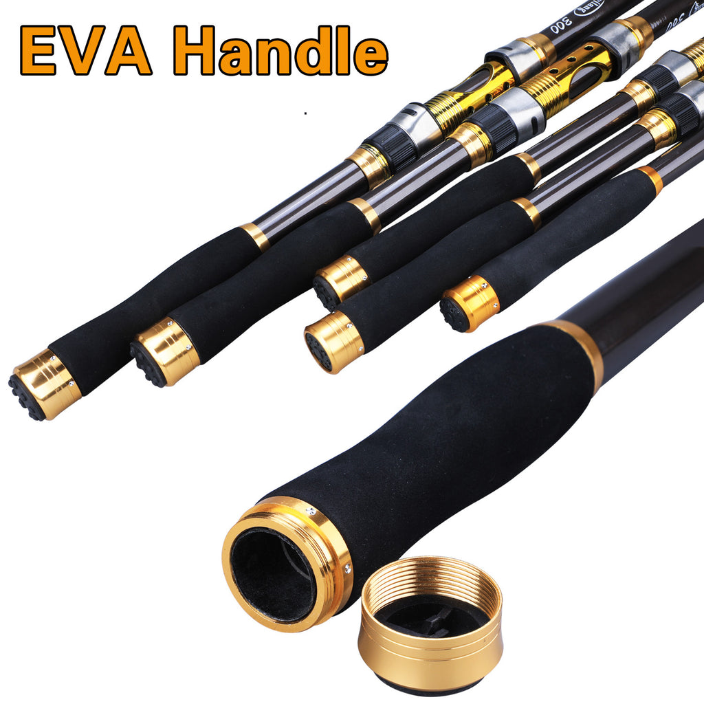 [Quality Construction] Sougayilang Ultralight Carbon Fiber Spinning Fishing Rod - Portable, Medium Action, 6.72-9.84ft Extendable Length, Black & Golden with Comfort Grip Handle - Ideal for All Anglers