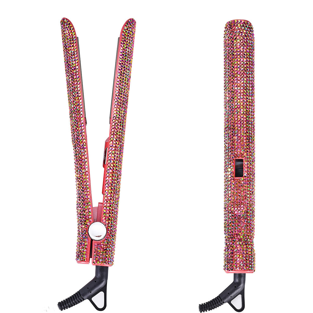Bling Rhinestone Hair Straightener 2in 1 Flat Iron Hair Straightener Curler for All Hair Styles Professional Fast Adjustable Temperatures Hair Straightener,  Salon Equipment, Decorative Iron, Heatresistant Material, Smooth Gl