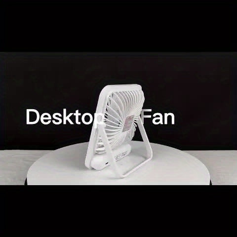 Portable USB Desktop Fan with Battery - Ultra-Quiet 5-Speed Adjustable & 180° Foldable Design, Digital Power Display, Polished Acrylic Finish, Compact for Home, Office, Travel, Air Conditioning, Portable Fan, Home Cooling, M