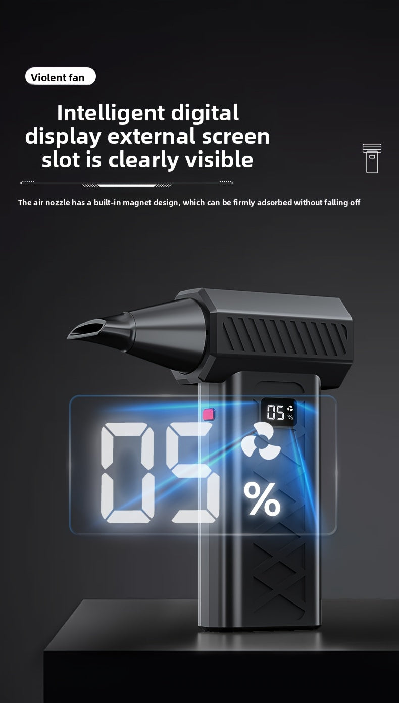 200W High-Power Portable Turbofan Fan with 155km/h Airflow, 6000mAh USB Rechargeable Battery, Ergonomic Handle & Compact Design for Camping, Car, Computer Cleaning, Dust/Snow Removal - Indoor/Outdoor Use, Portable Fan, Campin