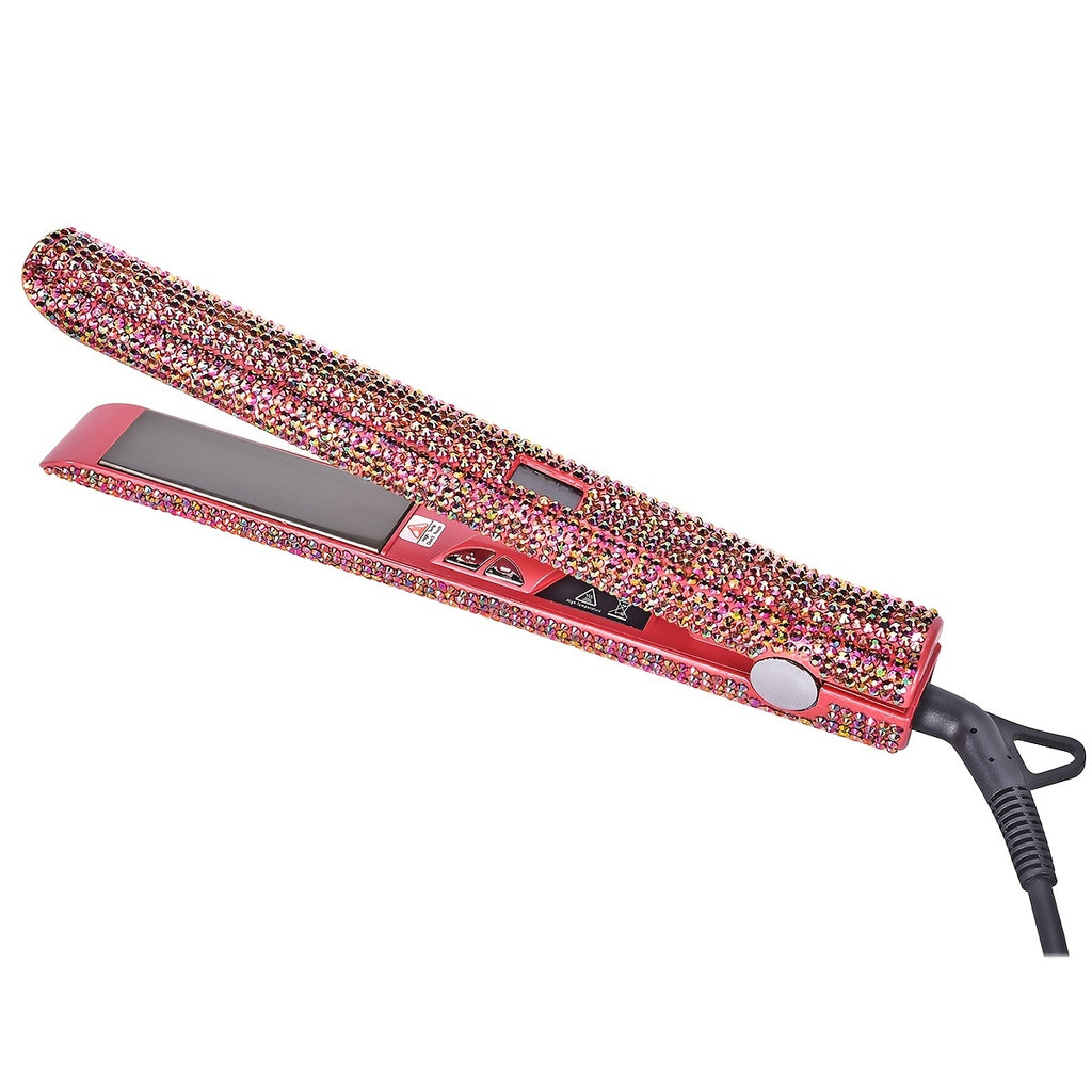 Bling Rhinestone Hair Straightener 2in 1 Flat Iron Hair Straightener Curler for All Hair Styles Professional Fast Adjustable Temperatures Hair Straightener,  Salon Equipment, Decorative Iron, Heatresistant Material, Smooth Gl