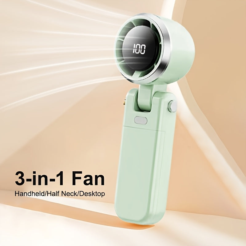 Portable Handheld Fan, 5000rpm Ultra-High Speed Quick Cooling, 1-100-Level Super Power USB Fan, Large Battery Capacity, Mini Portable Fan, USB Rechargeable, Lanyard- Lightweight, Compact, And Easy to Carry for Outdoor Activit