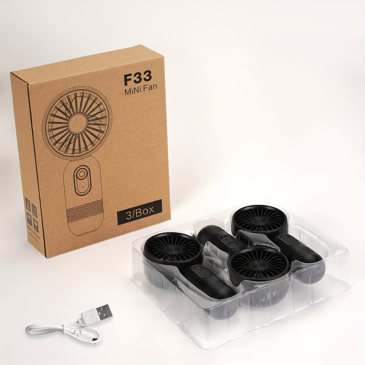 3-pack Portable Mini Fan Handheld Personal Small Fan With 3-speed For Travel, Rechargeable Portable Fan, Long-lasting Rechargeable Fan, Rechargeable Fan, USB Rechargeable Battery Operated Eyelash Fan