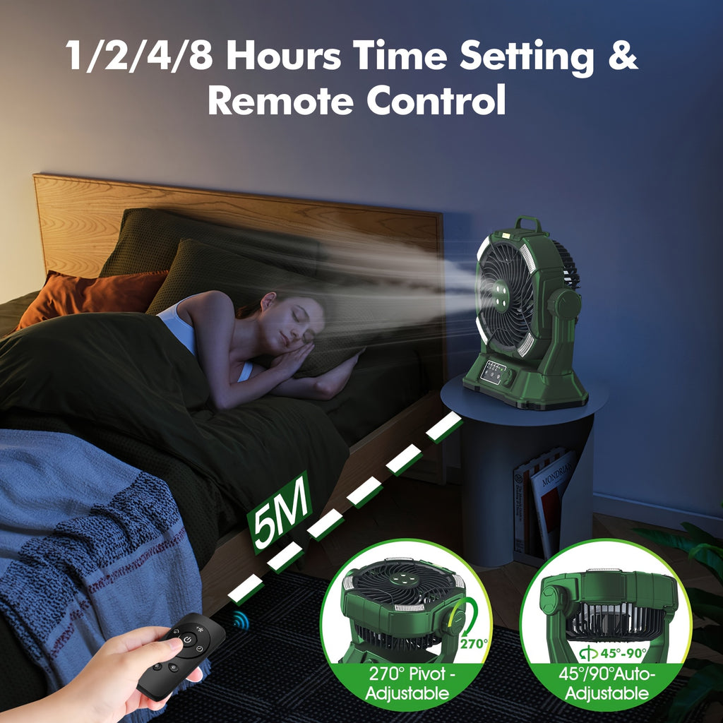 2025 New Spray Fan, 6-liter Bucket Portable Spray Fan (with Remote Control), 20000mAh Rechargeable Battery Portable Fan, Suitable For Outdoor Terrace, Camping Fan 270 ° Adjustable, Hanging, With Lighting, For Outdoor, Barbec