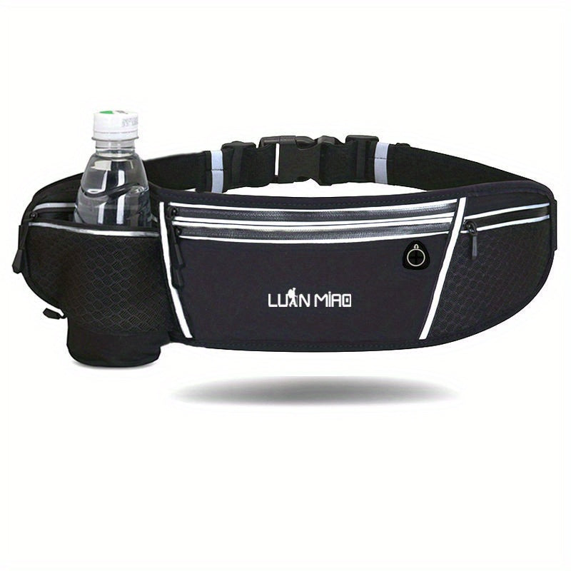 Luan Miao Sports Waist Pack - Black & White, Waterproof Polyester, Adjustable Strap, Multi-Pocket Design for Running, Hiking, and Fitness, Outdoor Gear | Adjustable Waist Pack | Durable Zipper Closure, Running Gear