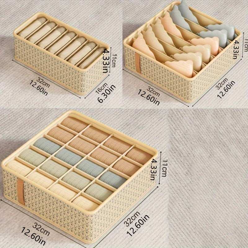 3PCS/Set Sock Underwear Drawer Organizer Dividers, Foldable Fabric Dresser Closet Organizers and Storage Bins for Clothing, Baby Clothes, Bra, Panty, Scarf, Ties