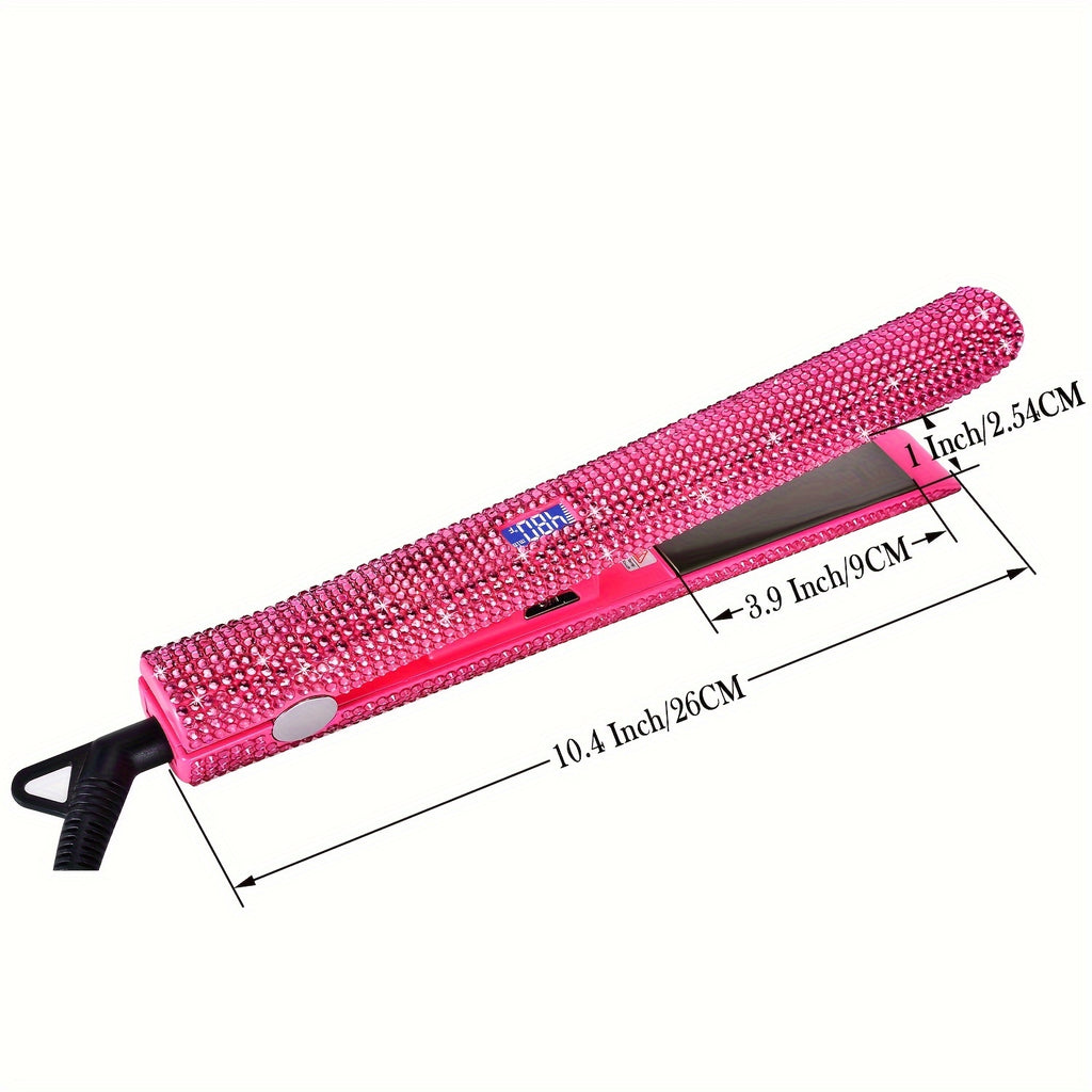 Bling Rhinestone Hair Straightener 2in 1 Flat Iron Hair Straightener Curler for All Hair Styles Professional Fast Adjustable Temperatures Hair Straightener,  Salon Equipment, Decorative Iron, Heatresistant Material, Smooth Gl