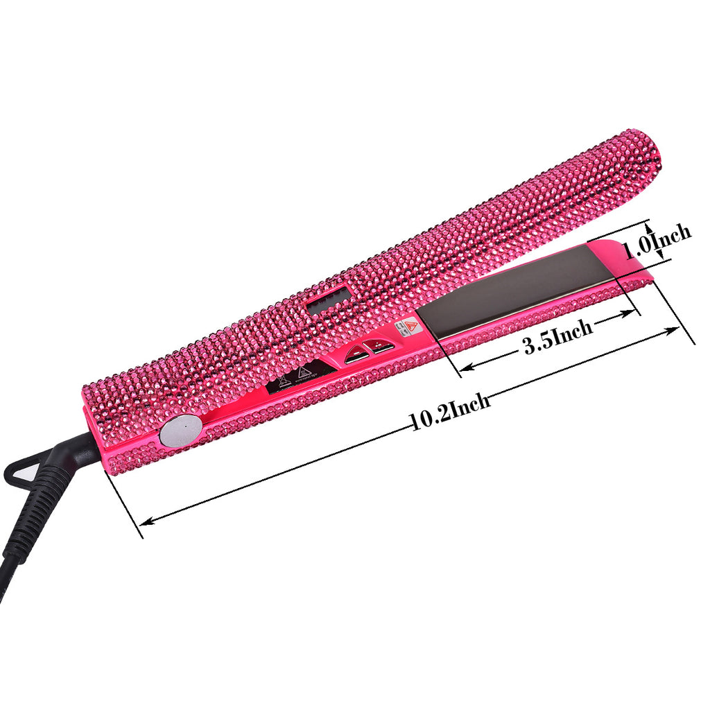 Bling Rhinestone Hair Straightener 2in 1 Flat Iron Hair Straightener Curler for All Hair Styles Professional Fast Adjustable Temperatures Hair Straightener,  Salon Equipment, Decorative Iron, Heatresistant Material, Smooth Gl