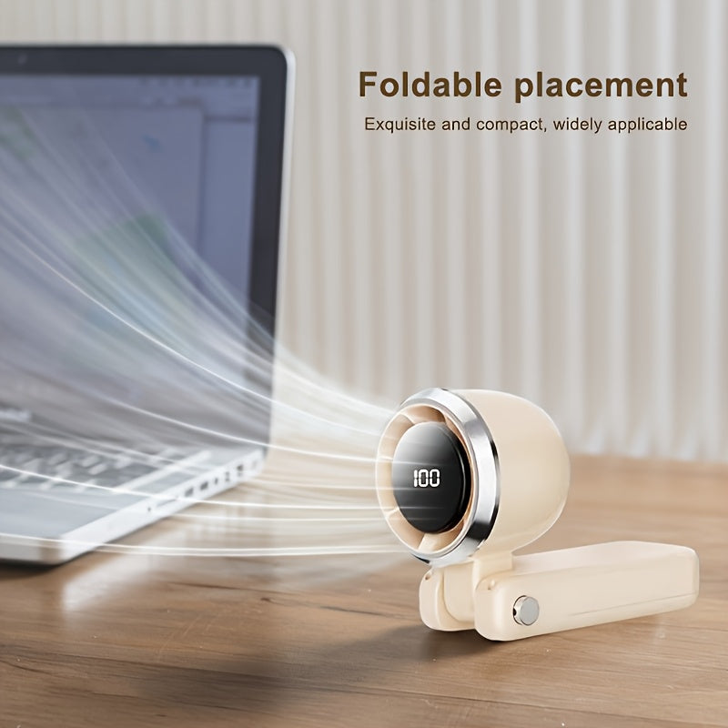 Portable Handheld Fan, 5000rpm Ultra-High Speed Quick Cooling, 1-100-Level Super Power USB Fan, Large Battery Capacity, Mini Portable Fan, USB Rechargeable, Lanyard- Lightweight, Compact, And Easy to Carry for Outdoor Activit