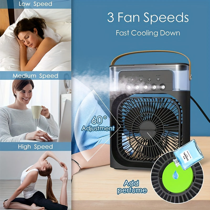 2-in-1 USB Portable Fan & Humidifier with Aroma Diffuser - Adjustable, Ideal for Home & Office Use, Perfect Holiday Gift