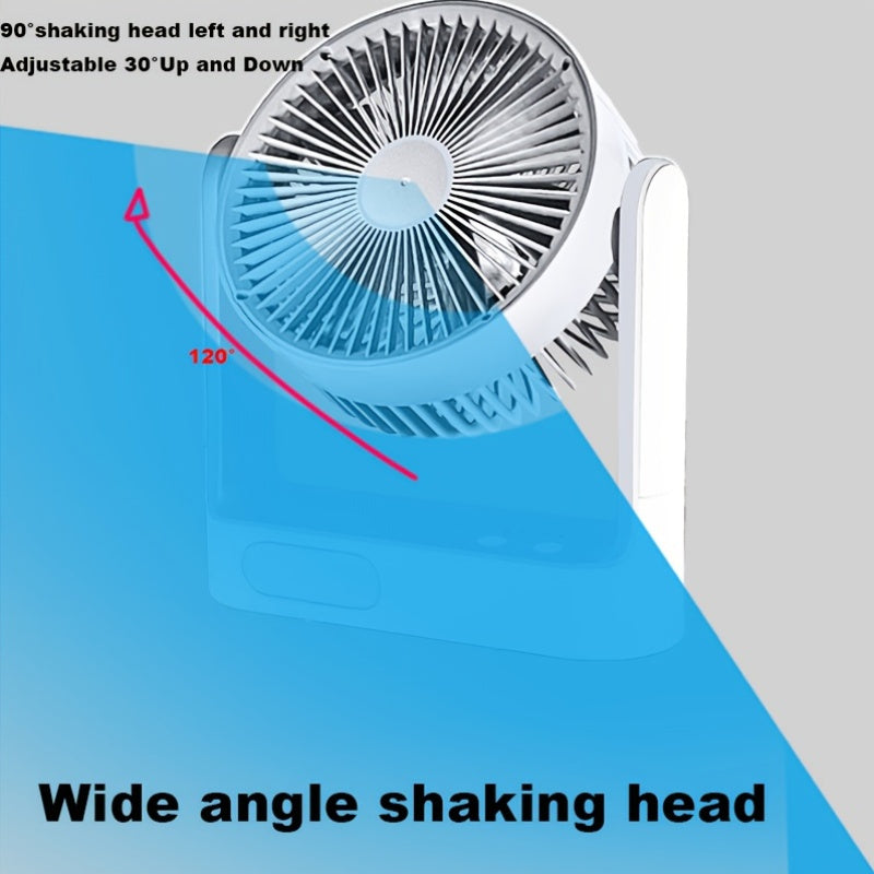 [Solar Powered, 3 Speeds Fan] 10 LED Light Solar Powered Portable Fan - 3 Speeds Rechargeable Camping Table Fan with Timer, Floor Fan