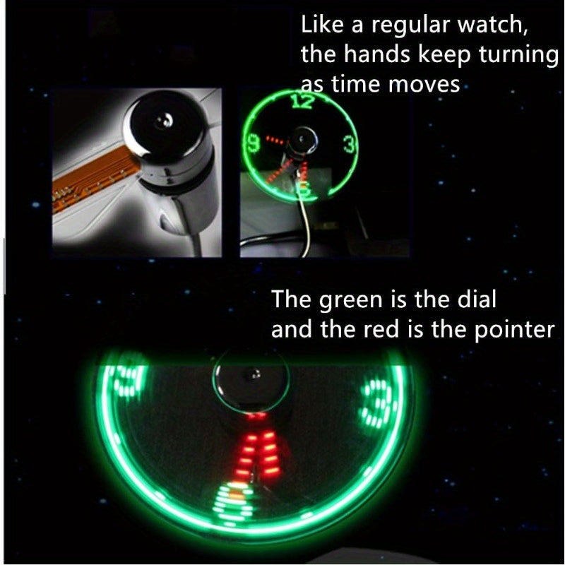 1pc Portable USB Desk Fan with LED Clock Display - Silent Energy-Saving Cooling Fan, Adjustable Speeds, USB-Powered Compact Design for Desktop, Laptop, Tablet - Space-Saving Mini Fan, Portable Fan, Desktop Accessory, Sturdy M