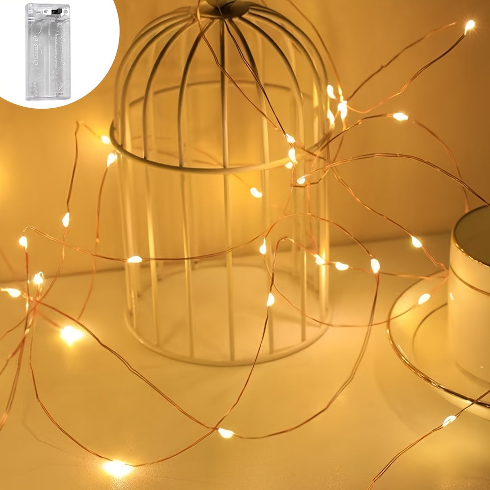 1set, LED Fairy Lights Battery Box Copper Wire String 78.74/196.85/393.7inch Holiday Outdoor Lamp Garland for Christmas Tree Wedding Party Decoration