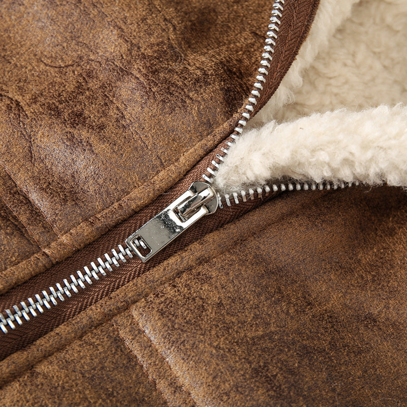 Men's Fleece-Lined Hooded Vest - Stylish Sleeveless Jacket with Zipper Pockets, Warm & Windproof for Casual Winter Wear, Olive Green, Daily Comfort Vest | Hooded Jacket | Functional Pockets