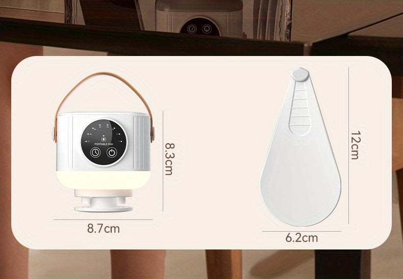 Remote Control Camping Fan with LED Night Light - Rechargeable USB Portable Fan for Tent & Outdoor, 270° Rotation, 3 Light Modes, Sleep Timer, Hanging Hook