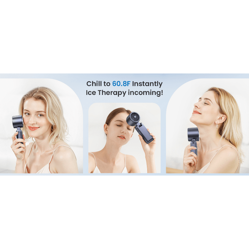 Handheld Portable Fan with Ice Cube Cooler, Speed (1-100) 4000Mah Rechargeable Personal Fan, [20-Hour Cooling Time] Ultra-Mini But Powerful [20000 RPM] Small Pocket Fan (Grayish Purple)