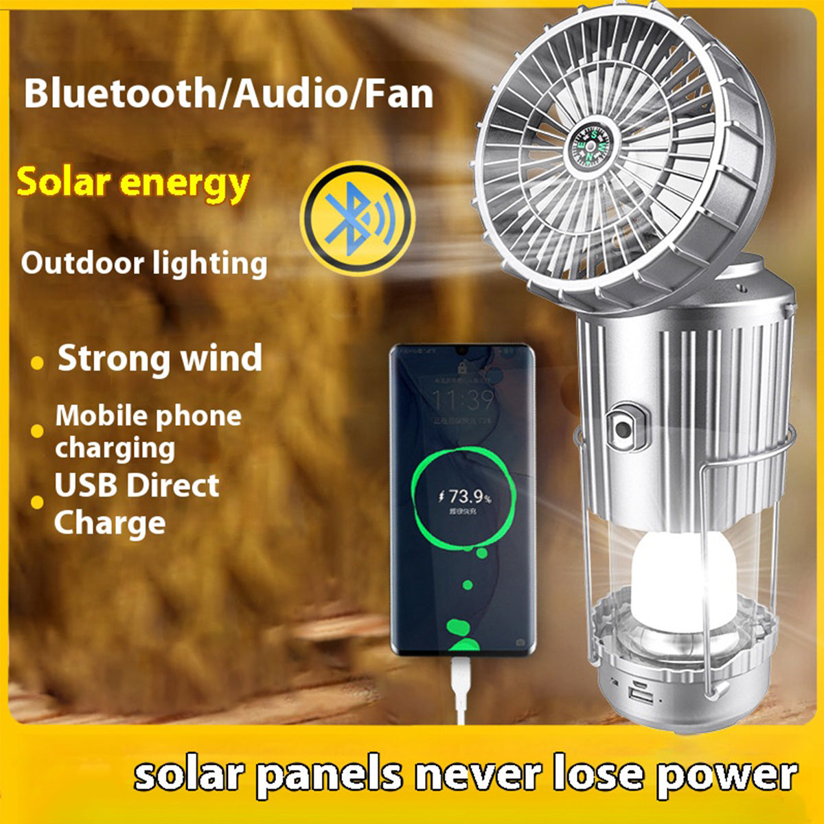 Halloween Gifts 5-in-1 camping light Rechargeable Camping Fan with LEDLights,Powered Fan,Portable Fan forPicnic Fishing RV Jobsite WorkshopPower Outages Hurricane Mobile UsbCharging, Portable solar Fan withwireless Speaker,Hu