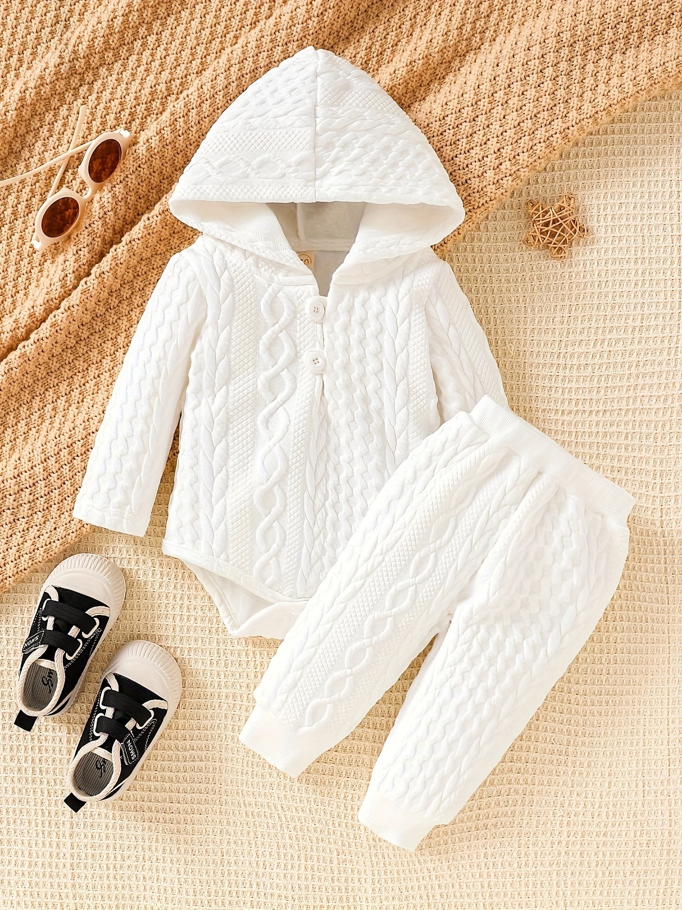 Toddler Baby Boy Girl Clothes Solid Color Hoodie Romper Top And Pants Set 2 Piece Fall Winter Baby Clothes