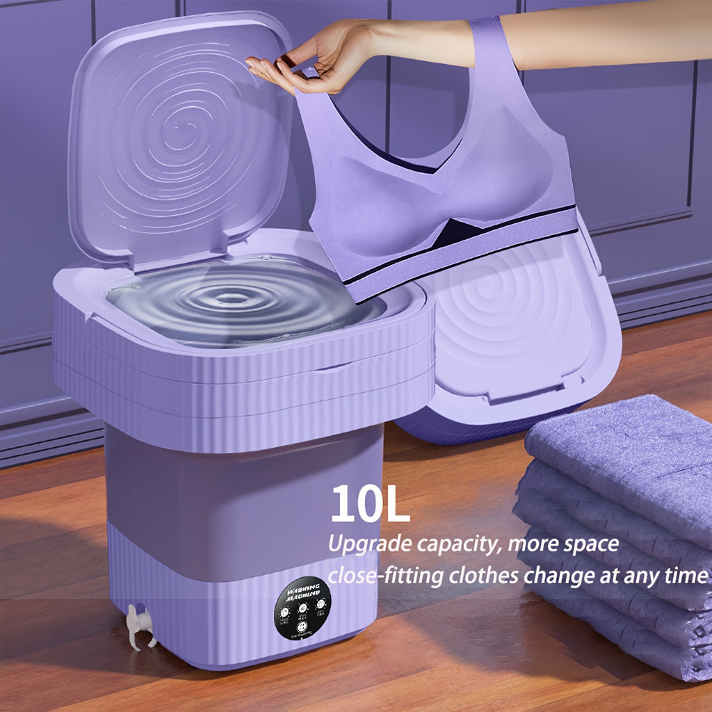Portable washing machine, 10L foldable mini washing machine, 3 modes deep cleaning underwear, baby clothes, foldable washing machine, apartment, dormitory, camping, RV, travel laundry