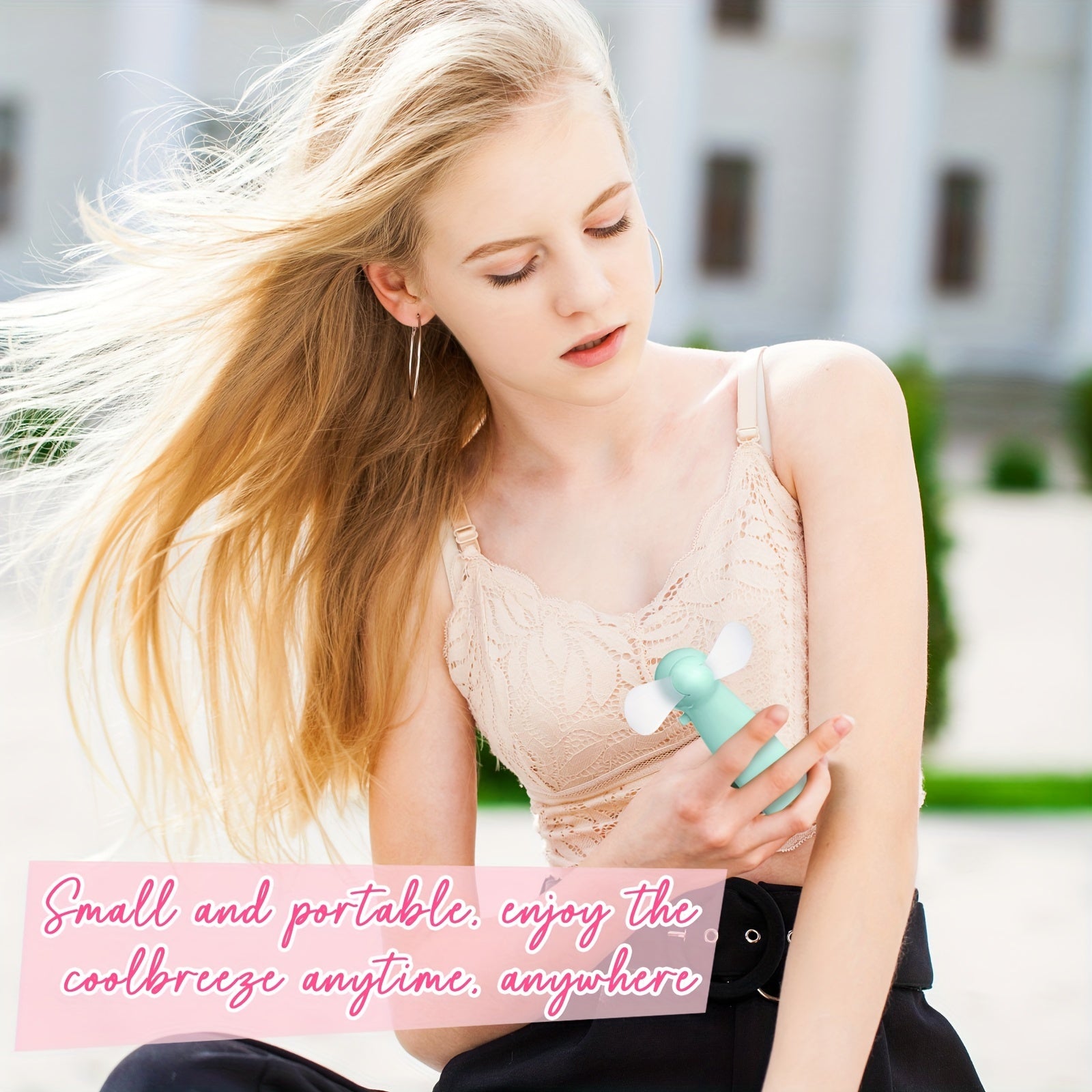 24 Pcs Mini Portable Fan - Powerful Handheld Electric Personal Battery Fan for Wedding Favors, Summer Music Festival, Travel, and Camping, Rechargeable and Compact Design (White, Pink, Mint Blue)